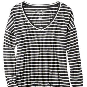 Soft and Sexy Gray Striped Long Sleeved Tee